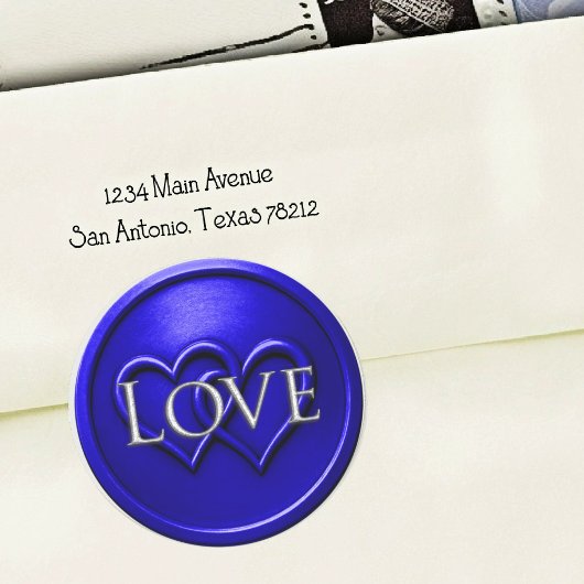 Royal Blue Two Hearts Intertwined Wedding Runder Aufkleber