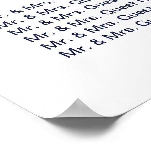 Royal Blue Tying the Knot Wedding Seating Chart Poster (Ecke)