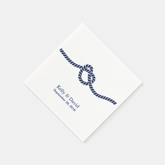Royal Blue Tying the Knot Wedding Serviette (Ecke)