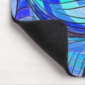 Royal Blue und Aqua Doodle mit schwarzen Linien Mousepad (Ecke)