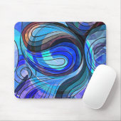 Royal Blue und Aqua Doodle mit schwarzen Linien Mousepad (Mit Mouse)