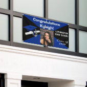 Royal Blue und Black Vinyl Abschluss Foto Banner (Äußeres Gebäude)