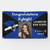 Royal Blue und Black Vinyl Abschluss Foto Banner (Horizontal)