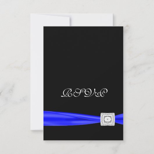Royal Blue und BlackRSVP RSVP Karte (Vorderseite)