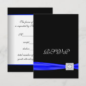 Royal Blue und BlackRSVP RSVP Karte (Vorne/Hinten)