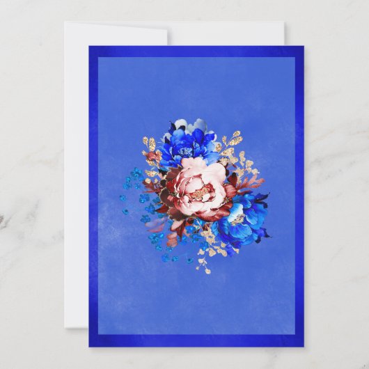 Royal Blue und Burgundy Wedding Template Einladung (Rückseite)