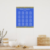 Royal Blue und Gold - 16 Seating Chart Poster (Küche)