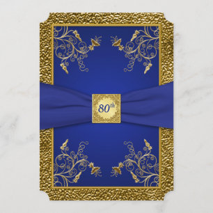 Royal Blue und Gold 80. Geburtstagsfeier Einladung