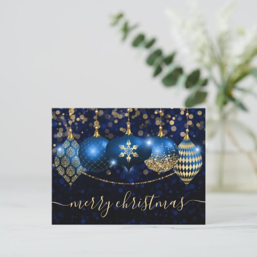 Royal Blue und Gold Baubles Weihnachten (Stehend Vorderseite)