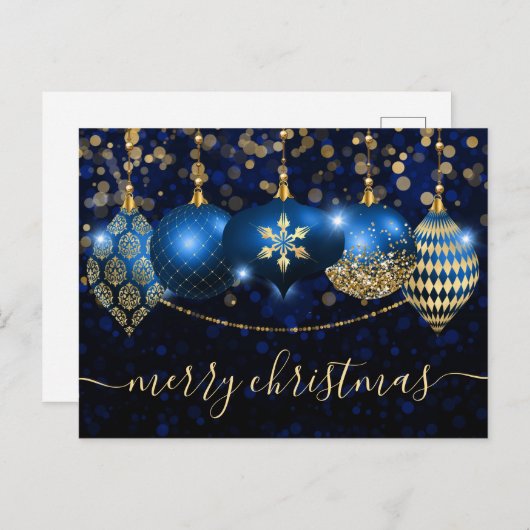 Royal Blue und Gold Baubles Weihnachten (Vorne/Hinten)
