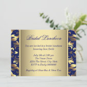 Royal Blue und Gold Bridal Luncheon Einladung (Stehend Vorderseite)