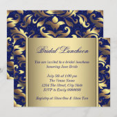 Royal Blue und Gold Bridal Luncheon Einladung (Vorne/Hinten)