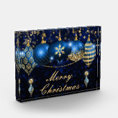 Royal Blue und Gold Christmas Baubles Fotoblock (Links)