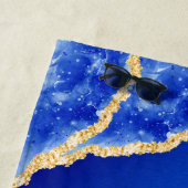 Royal Blue und Gold Elegante Marmorroute Mit Monog Strandtuch (Beispiel)