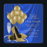 Royal Blue und Gold Geburtstagsparty Glamour Satin Einladung<br><div class="desc">Die Geburtstagsfeier der Frau in Königsblau und Goldmedaille mit wunderschönen goldenen Glitzer-High-Heel-Schuhen, Goldballons, Champagner und Perlen auf einem luxuriösen, königsblauen Satin-Hintergrund. Diese elegante, blau-goldene Geburtstagsfeier-Einladung lässt sich einfach an Ihre Veranstaltung anpassen, indem Sie einfach Ihre Details in den Schriftart-Stil und Farbe, Wortlaut und Layout Ihrer Wahl einfügen. Sie können auch...</div>
