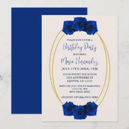 Royal Blue und Gold Geometric Birthday Einladung