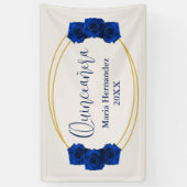 Royal Blue und Gold Geometric Quinceñera Banner (Vertikal)
