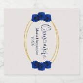 Royal Blue und Gold Geometric Quinceñera Bierflaschenetikett (Einzelnes Label)