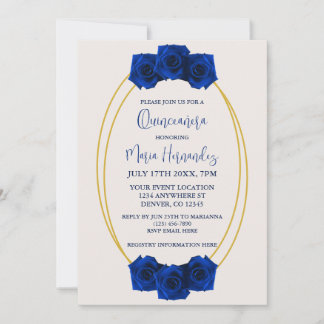Royal Blue und Gold Geometric Quinceñera Einladung
