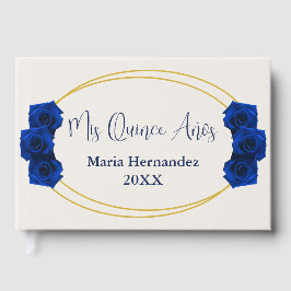 Royal Blue und Gold Geometric Quinceñera Gästebuch