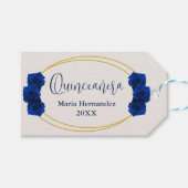 Royal Blue und Gold Geometric Quinceñera Geschenkanhänger (Vorderseite (Horizontal))