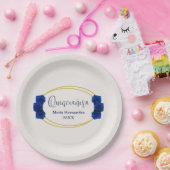 Royal Blue und Gold Geometric Quinceñera Pappteller (Party)