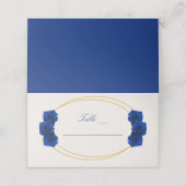 Royal Blue und Gold Geometric Quinceñera Platzkarte (Außenseite Aufgefaltet)