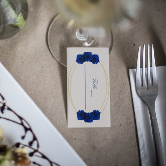 Royal Blue und Gold Geometric Quinceñera Platzkarte