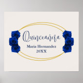 Royal Blue und Gold Geometric Quinceñera Poster (Vorne)