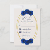 Royal Blue und Gold Geometric Quinceñera RSVP Karte (Vorderseite)