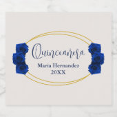 Royal Blue und Gold Geometric Quinceñera Schaumweinetikett (Einzelnes Label)