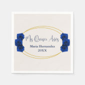 Royal Blue und Gold Geometric Quinceñera Serviette (Vorderseite)