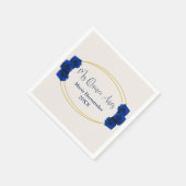 Royal Blue und Gold Geometric Quinceñera Serviette (Ecke)