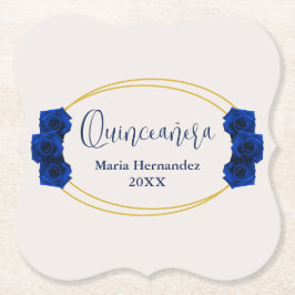 Royal Blue und Gold Geometric Quinceñera Untersetzer