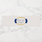 Royal Blue und Gold Geometric Quinceñera Wasserflaschenetikett (Einzelnes Label)