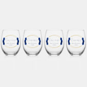 Royal Blue und Gold Geometric Quinceñera Weinglas Ohne Stiel (Vorderseite)