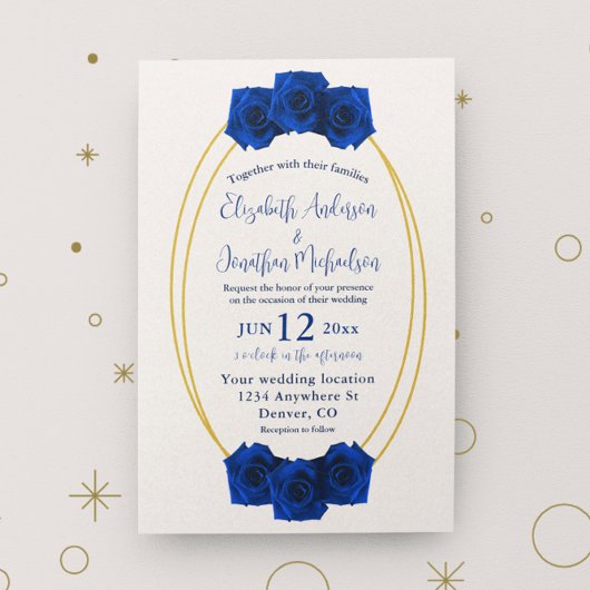 Royal Blue und Gold Geometric Wedding Einladung