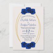 Royal Blue und Gold Geometric Wedding Einladung (Vorderseite)