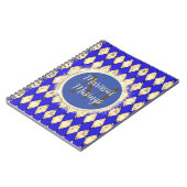 Royal Blue und Gold Glam Monogram Notebook Notizblock (Linke Seite)