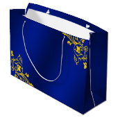 Royal Blue und Gold Große Geschenktüte (Rückseite Schrägansicht)