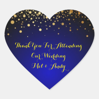 Royal Blue und Gold individuell anpassbare Hochzei Herz-Aufkleber