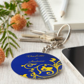 Royal Blue und Gold Paare Name Schlüsselanhänger (Seite)