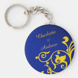 Royal Blue und Gold Paare Name Schlüsselanhänger
