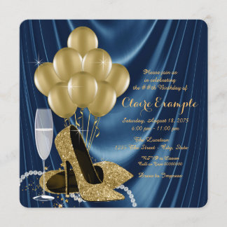 Royal Blue und Gold Party Satin Einladung