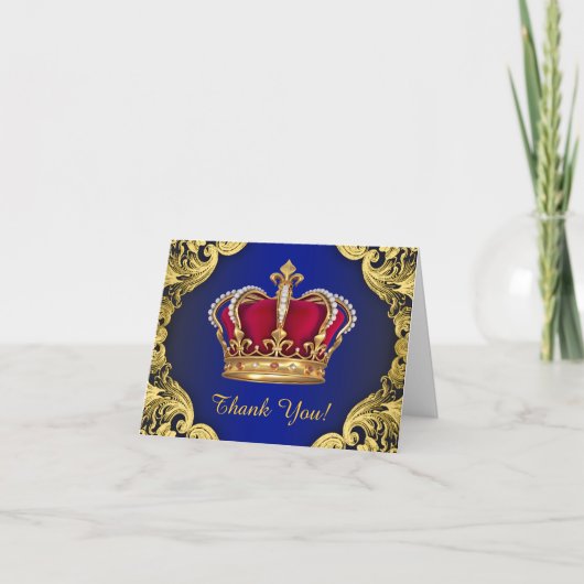 Royal Blue und Gold Prince Vielen Dank Dankeskarte (Vorderseite)
