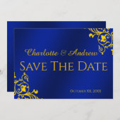 Royal Blue und Gold Save the Date (Vorne/Hinten)
