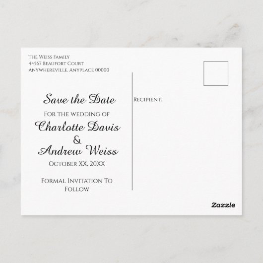 Royal Blue und Gold Save the Date Postkarte (Rückseite)