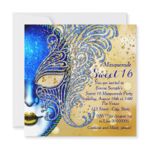 Royal Blue und Gold Sweet 16 Masquerade Party