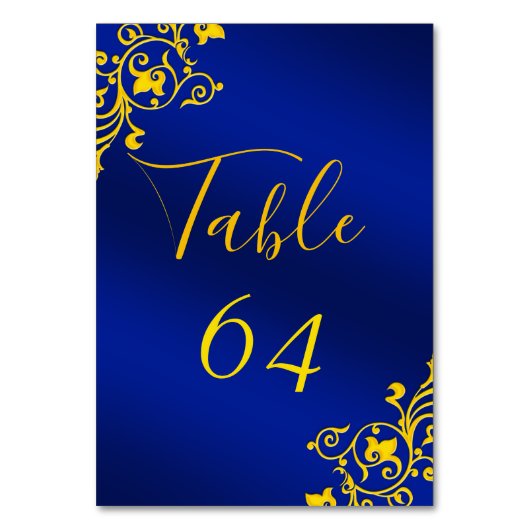 Royal Blue und Gold Tischnummer Cards (Vorderseite)