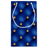 Royal Blue und Gold Tufted Small Geschenktasche Kleine Geschenktüte (Rückseite)